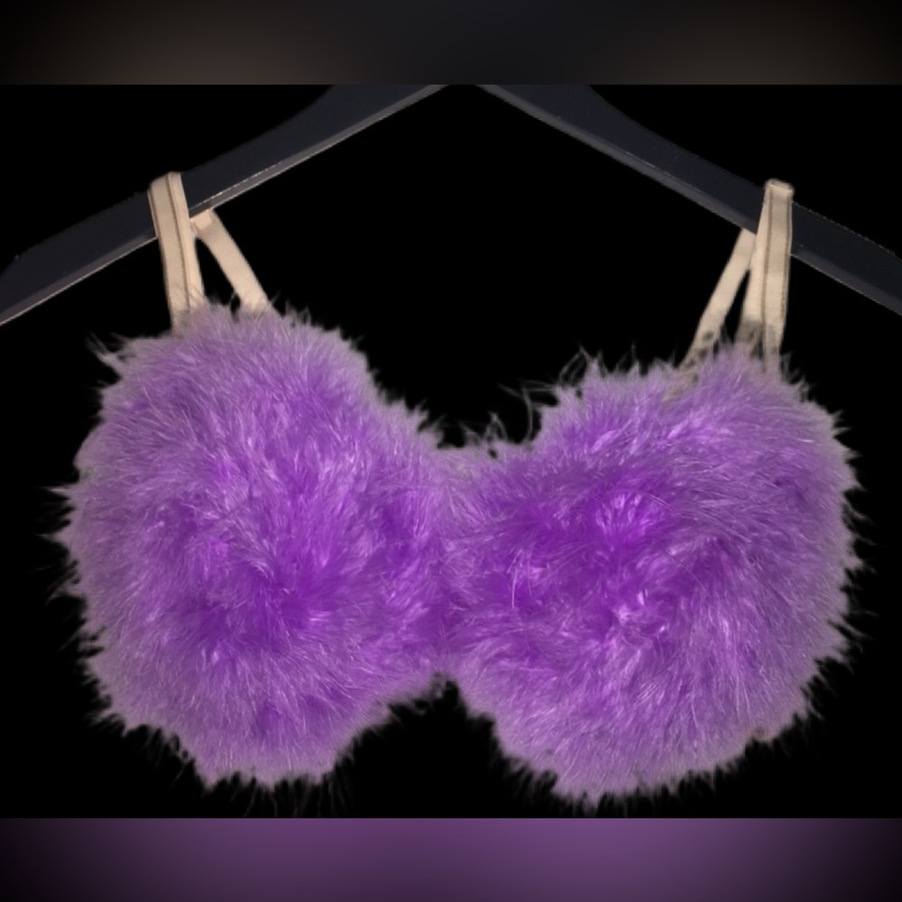 Lilac Purple Feather Fluffy Bra Rave EDC Costume New All Sizes